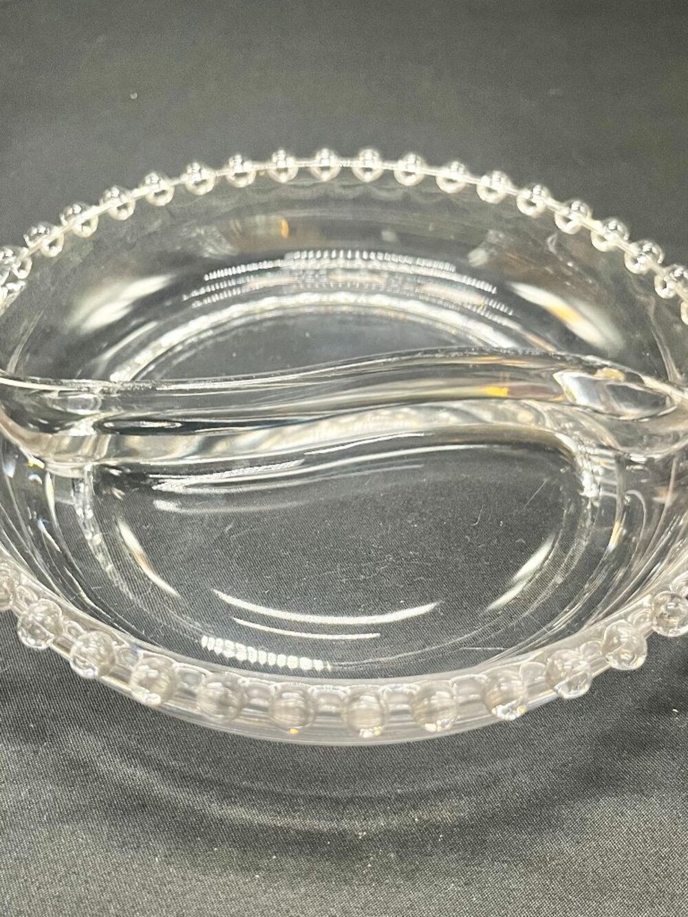 Vintage Imperial Glass Candlewick Pattern Two-Compartment Divided Relish Dish
